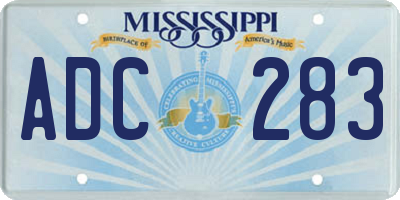 MS license plate ADC283