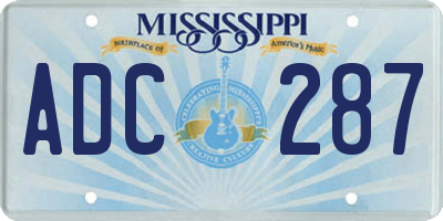 MS license plate ADC287