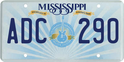 MS license plate ADC290