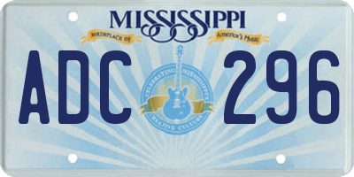 MS license plate ADC296