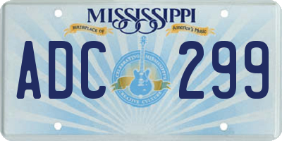MS license plate ADC299