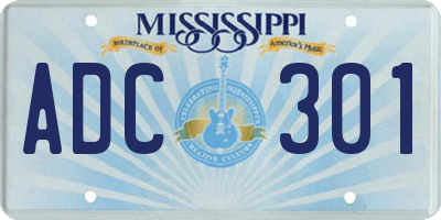 MS license plate ADC301