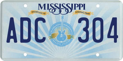 MS license plate ADC304