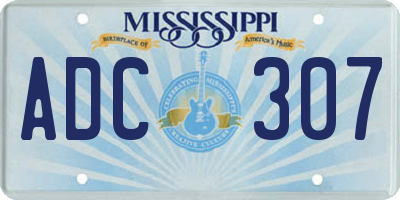 MS license plate ADC307