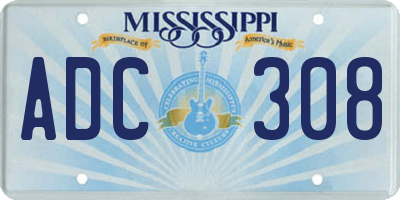 MS license plate ADC308