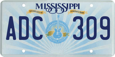 MS license plate ADC309