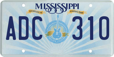 MS license plate ADC310