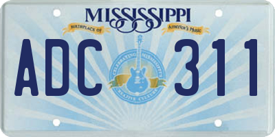MS license plate ADC311
