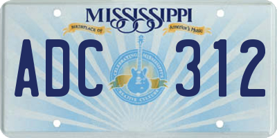 MS license plate ADC312