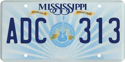 MS license plate ADC313