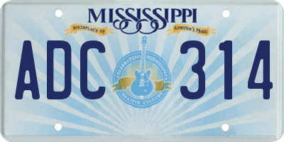 MS license plate ADC314