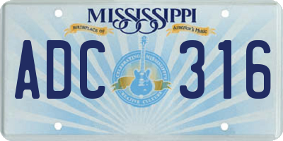MS license plate ADC316