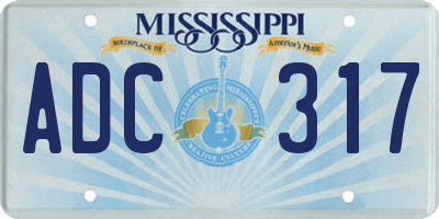 MS license plate ADC317