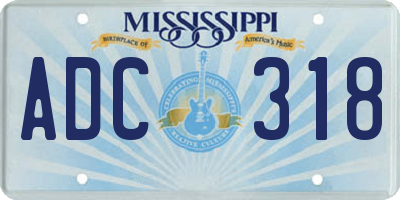 MS license plate ADC318