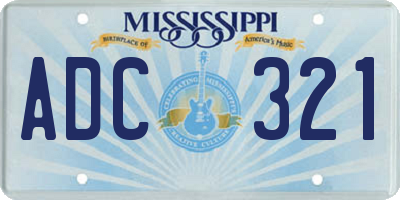 MS license plate ADC321