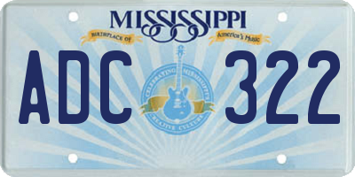 MS license plate ADC322