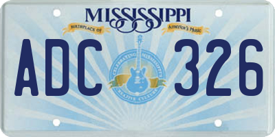 MS license plate ADC326