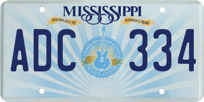 MS license plate ADC334