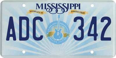 MS license plate ADC342