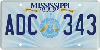 MS license plate ADC343