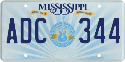 MS license plate ADC344