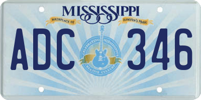 MS license plate ADC346