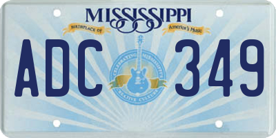 MS license plate ADC349