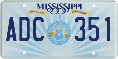 MS license plate ADC351
