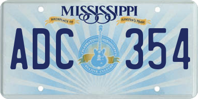 MS license plate ADC354