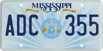 MS license plate ADC355