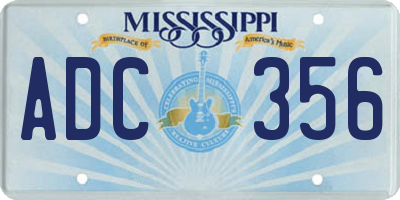 MS license plate ADC356