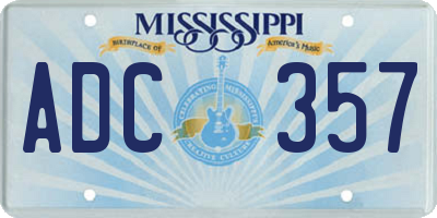 MS license plate ADC357