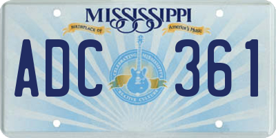 MS license plate ADC361