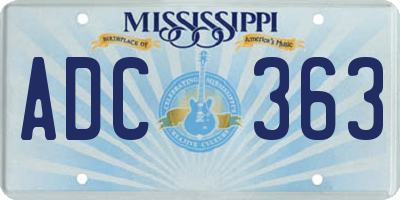 MS license plate ADC363