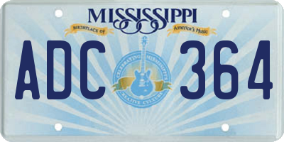 MS license plate ADC364