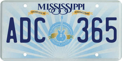 MS license plate ADC365