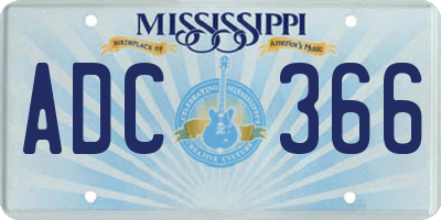 MS license plate ADC366