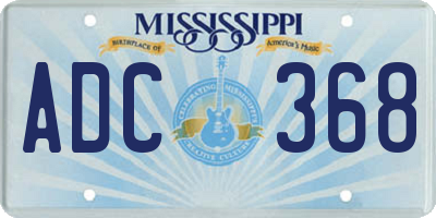 MS license plate ADC368