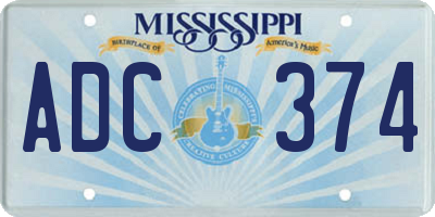 MS license plate ADC374