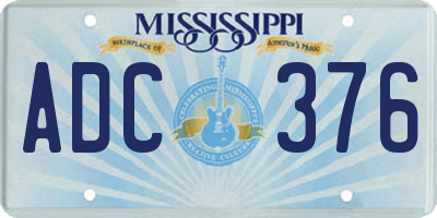 MS license plate ADC376