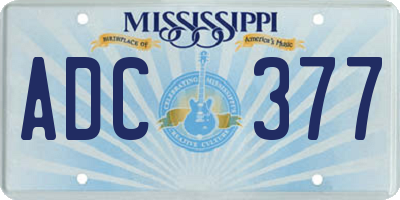 MS license plate ADC377