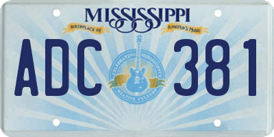MS license plate ADC381