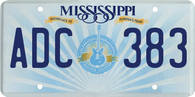 MS license plate ADC383