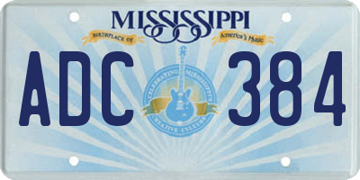 MS license plate ADC384