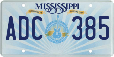 MS license plate ADC385
