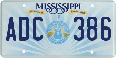 MS license plate ADC386