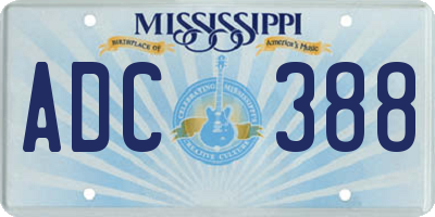 MS license plate ADC388