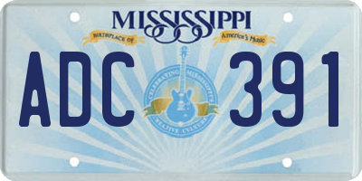 MS license plate ADC391