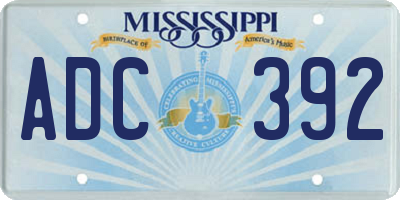 MS license plate ADC392