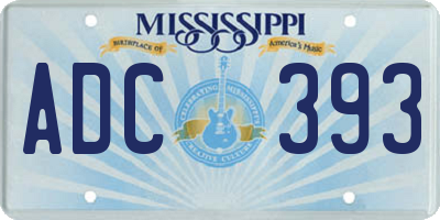 MS license plate ADC393